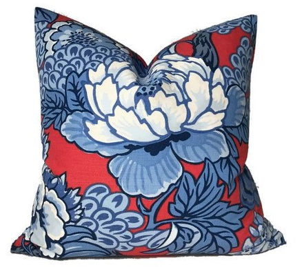 Honshu Pillow Cover in Red and Blue, Thibaut Pillows