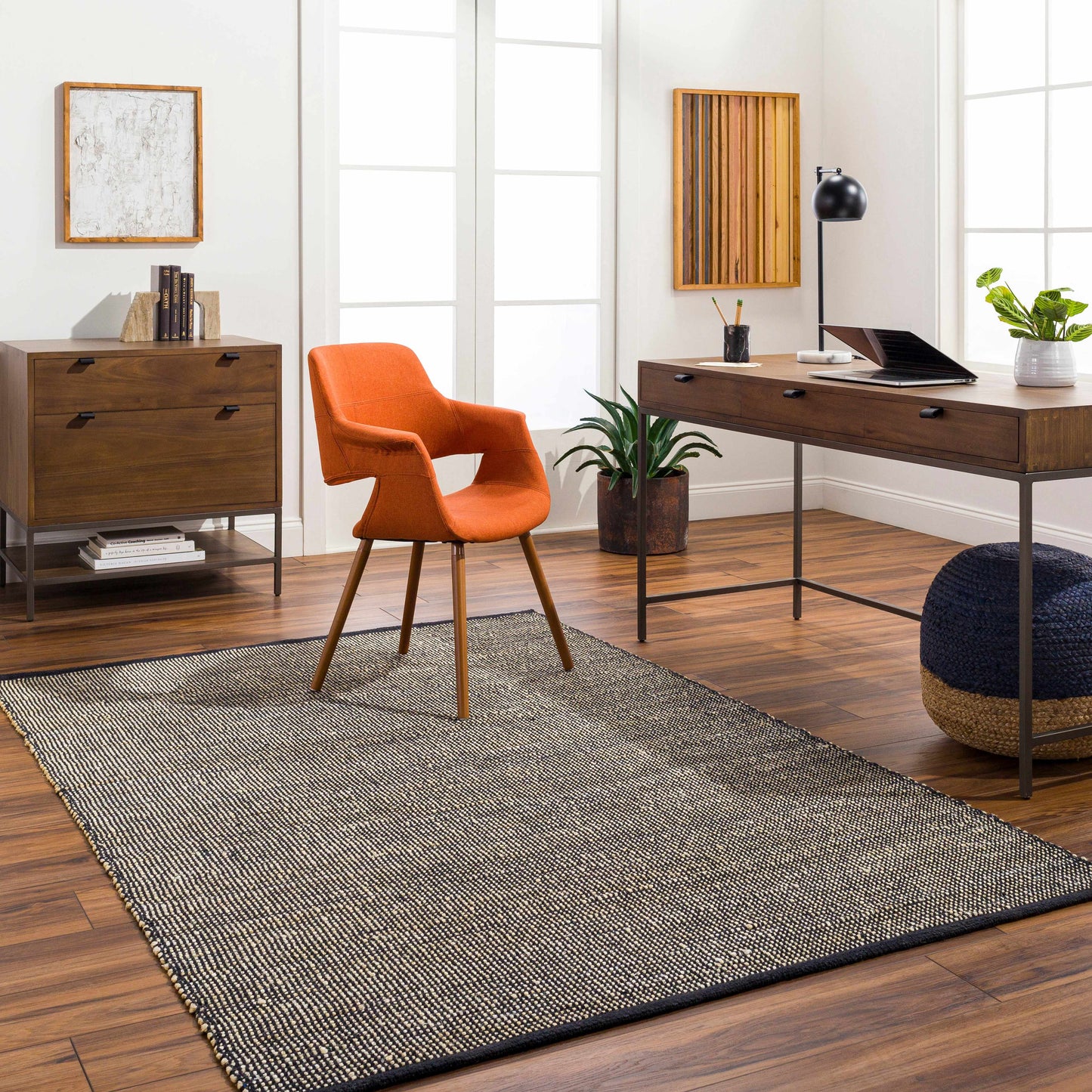 Byrne Black Jute Rug - Clearance