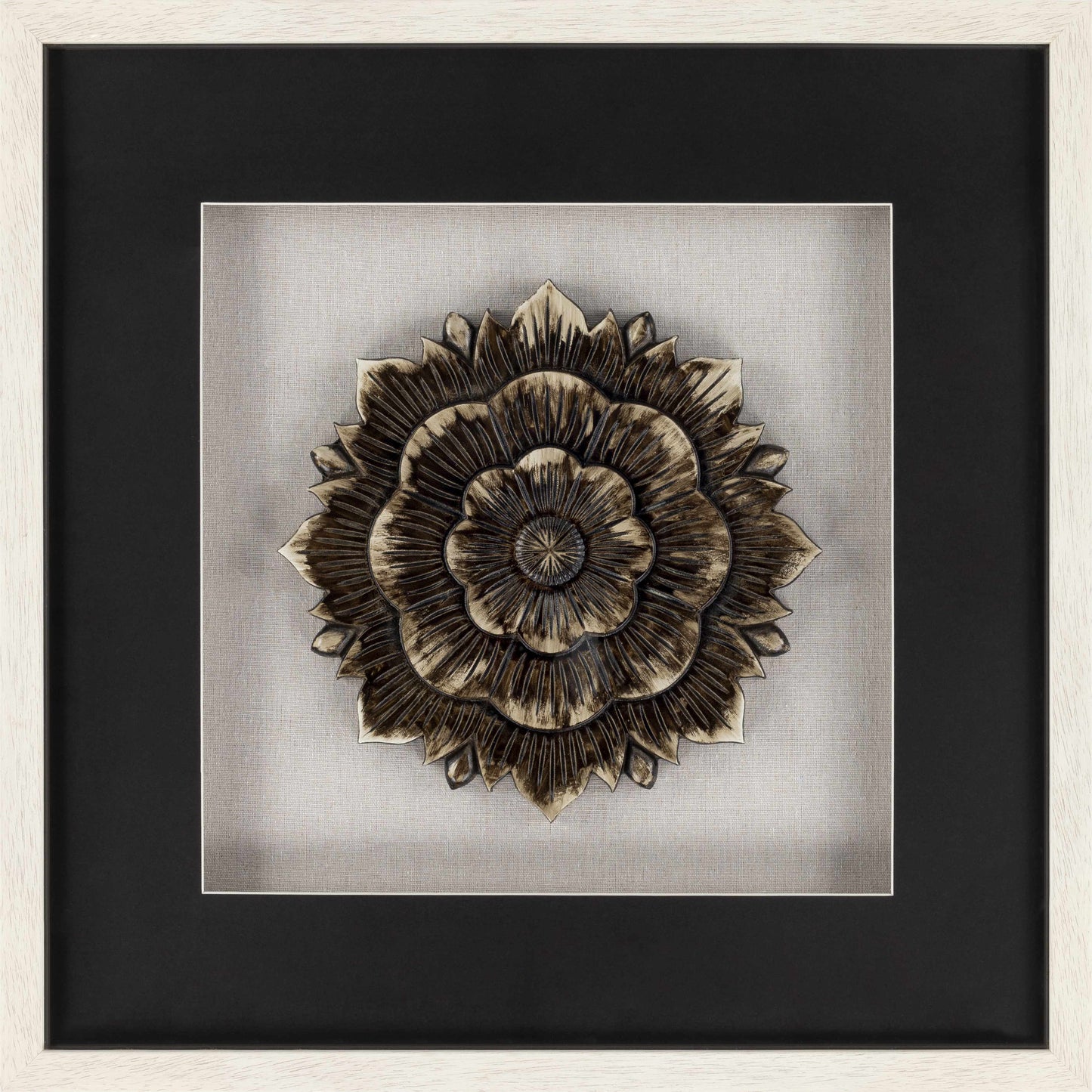 Tanza Black Textured Floral Wall Art - Clearance