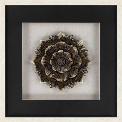 Tanza Black Textured Floral Wall Art - Clearance