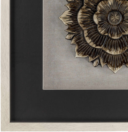 Tanza Black Textured Floral Wall Art - Clearance