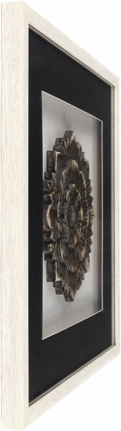 Tanza Black Textured Floral Wall Art - Clearance