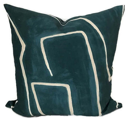 Graffito Pillow Cover in Teal Pearl, Kelly Wearstler Textiles
