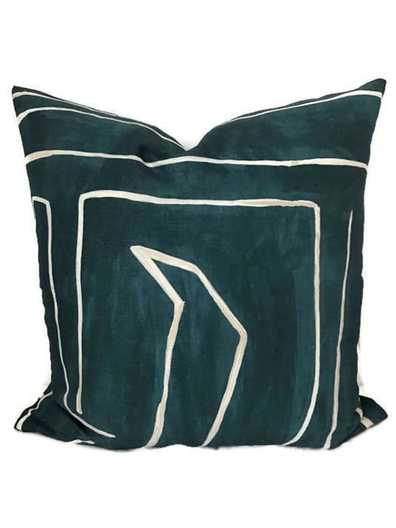 Graffito Pillow Cover in Teal Pearl, Kelly Wearstler Textiles