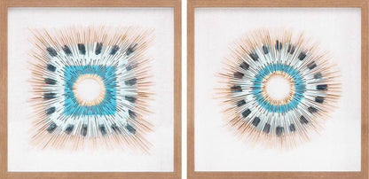 Yenice Natural Wood Geometric Wall Art Set Of Two - Clearance