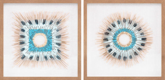 Yenice Natural Wood Geometric Wall Art Set Of Two - Clearance